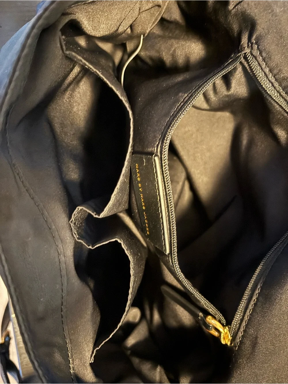 Marc Jacobs Black Nylon Messenger Bag with Gold Accents